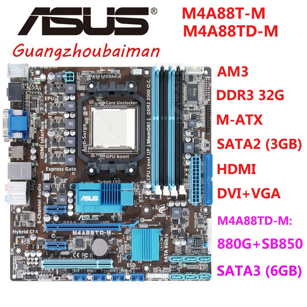 weight But Expect Amd Placa-M De Desktop Original Asus M4A88Td-M Sata3 Usb2.0 Am3 Ddr3 16gb  880g Desktop Motherboard Ddr3 M-Atx Hdmi | Shopee Brasil