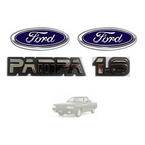 Emblemas Da Pampa + 1.6 + Grade + Mala Cromados