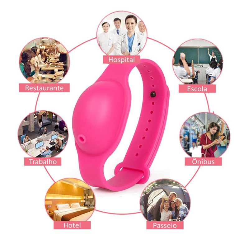 Pulseira Biossegurança para Crianças Adultos Armazena Álcool em Gel Creme Repelente e Protetor Solar