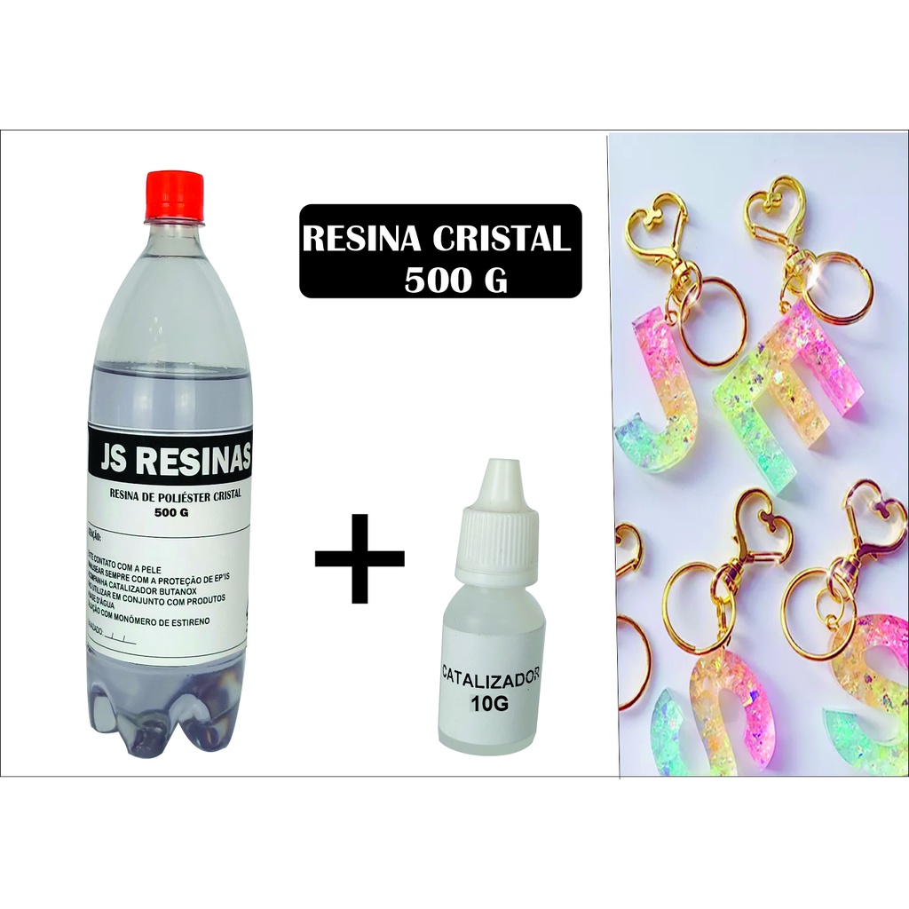 Resina cristal para artesanato transparente 500gr com catalisador