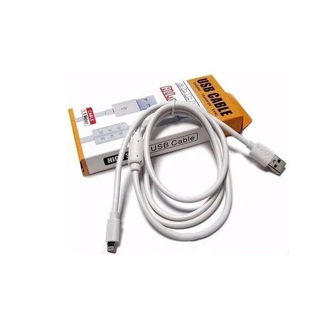 Cabo USB Lightning Compatível Com iPhone Carregamento Rápido E Dados 1,5 Metro Branco Resistente