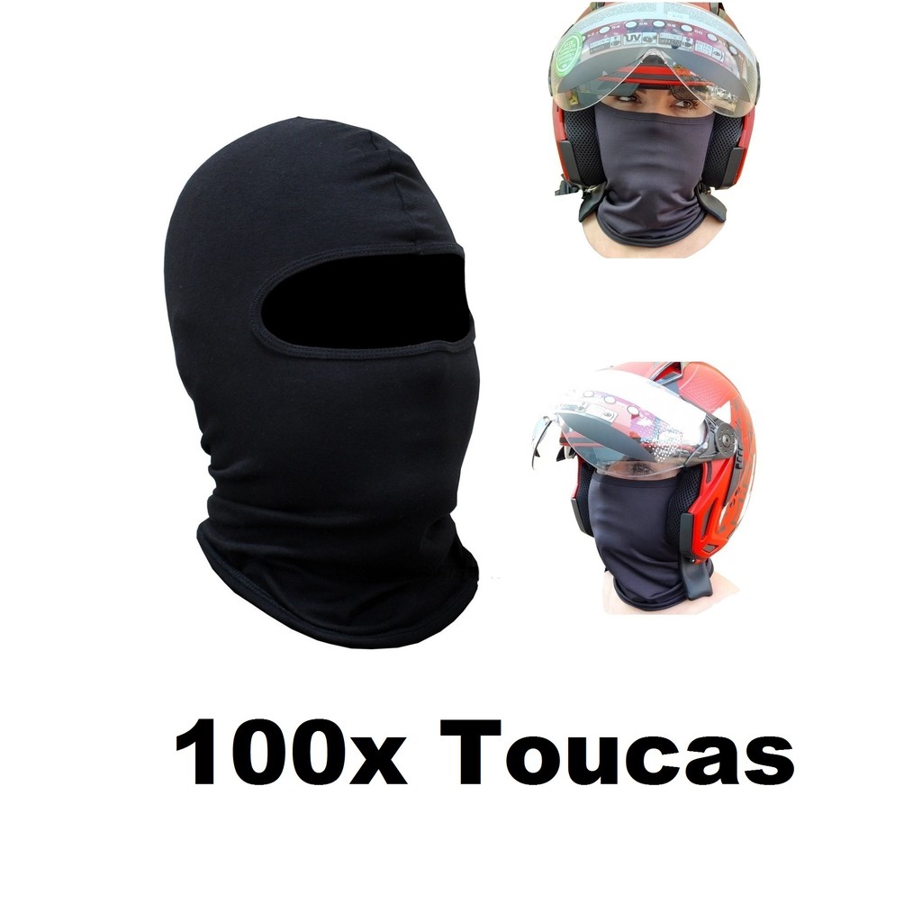 Kit 100 - Touca Ninja Balaclava - Frio Inverno / Tática Militar Paintball / Moto Motoqueiro / Ciclismo Bike - UV+50