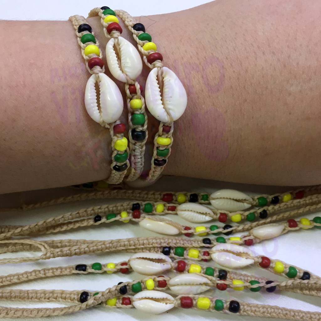 Pulseira | Tornozeleira Macramê Reggae Búzio