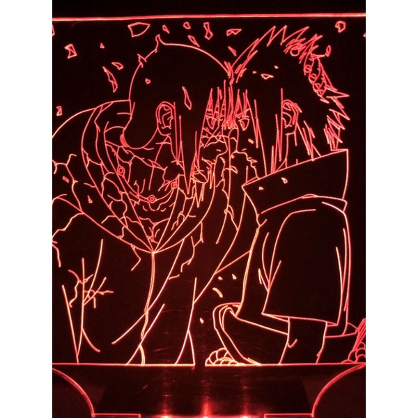 Luminária Abajur Led Sasuke e Itachi Naruto a luta 16 cores rgb e controle remoto