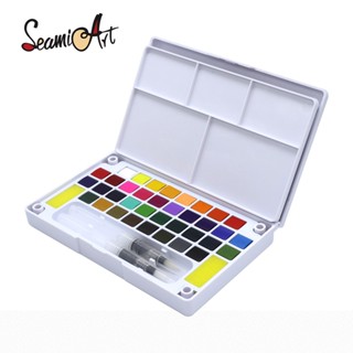 SeamiArt 12/18/24/36 colors Solid Watercolor Set with Brush Pen em Oferta na Shopee