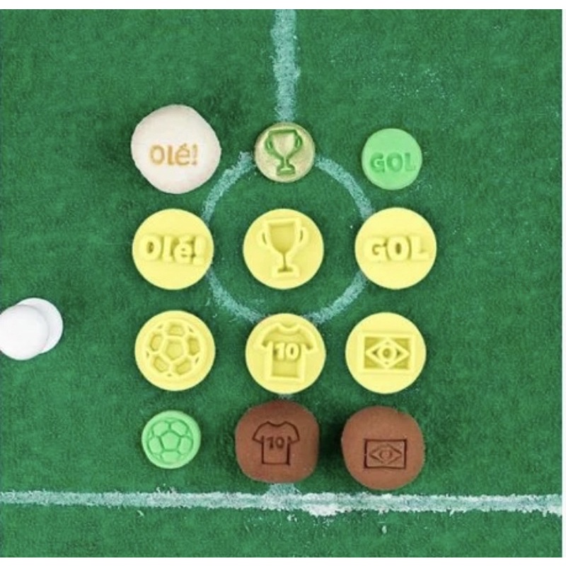 Kit carimbo FUTEBOL copa do mundo Brasil para brigadeiros e docinhos finos, blue star
