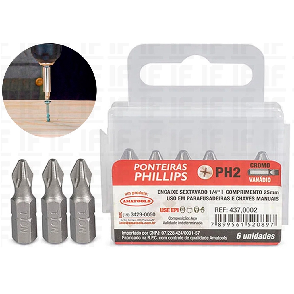 Jogo Kit Bits Pontas 6 Peças Para Parafusadeira - Home & Living