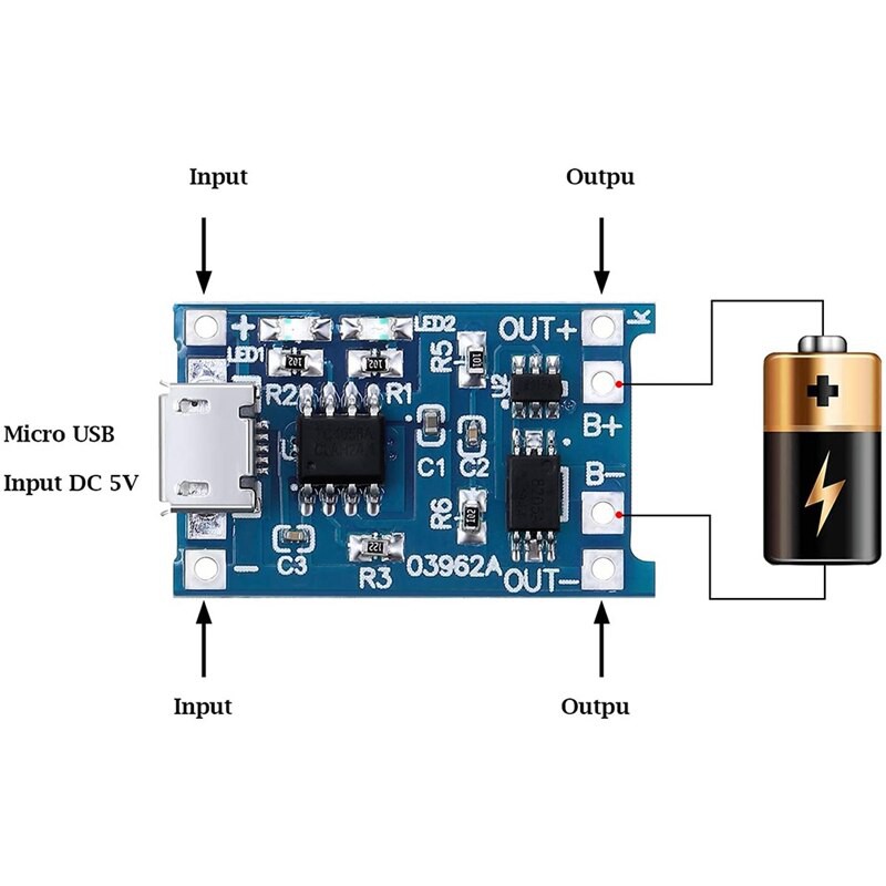 carregador de bateria 18650 li-ion 6 pçs micro usb 5v 1a TP4056 lote 6 unidades pronta entrega