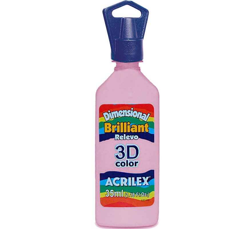 Tinta Dimensional Brilliant Relevo 3D Rosa Bebê 813 35ml Acrilex - Brilhante com Efeito Relevo
