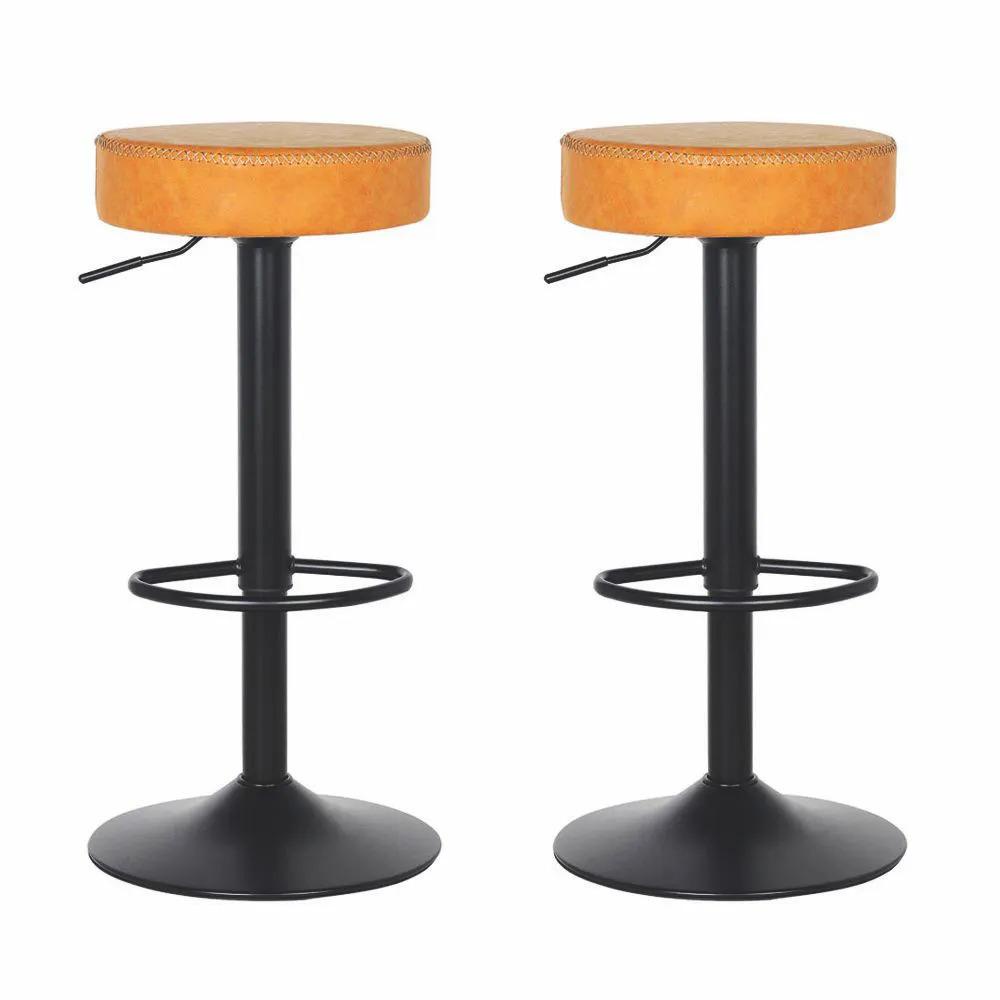 Kit 2 Banquetas Altas Estofadas Reguláveis Viena Caramelo Vintage para Cozinha Americana e Bar em Oferta na Shopee