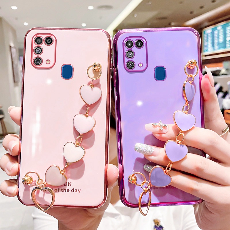 Capa De Celular para Samsung Galaxy M51 M31 Estilo Meninas Moda Amor Pulseira Estojo Macio Silicone