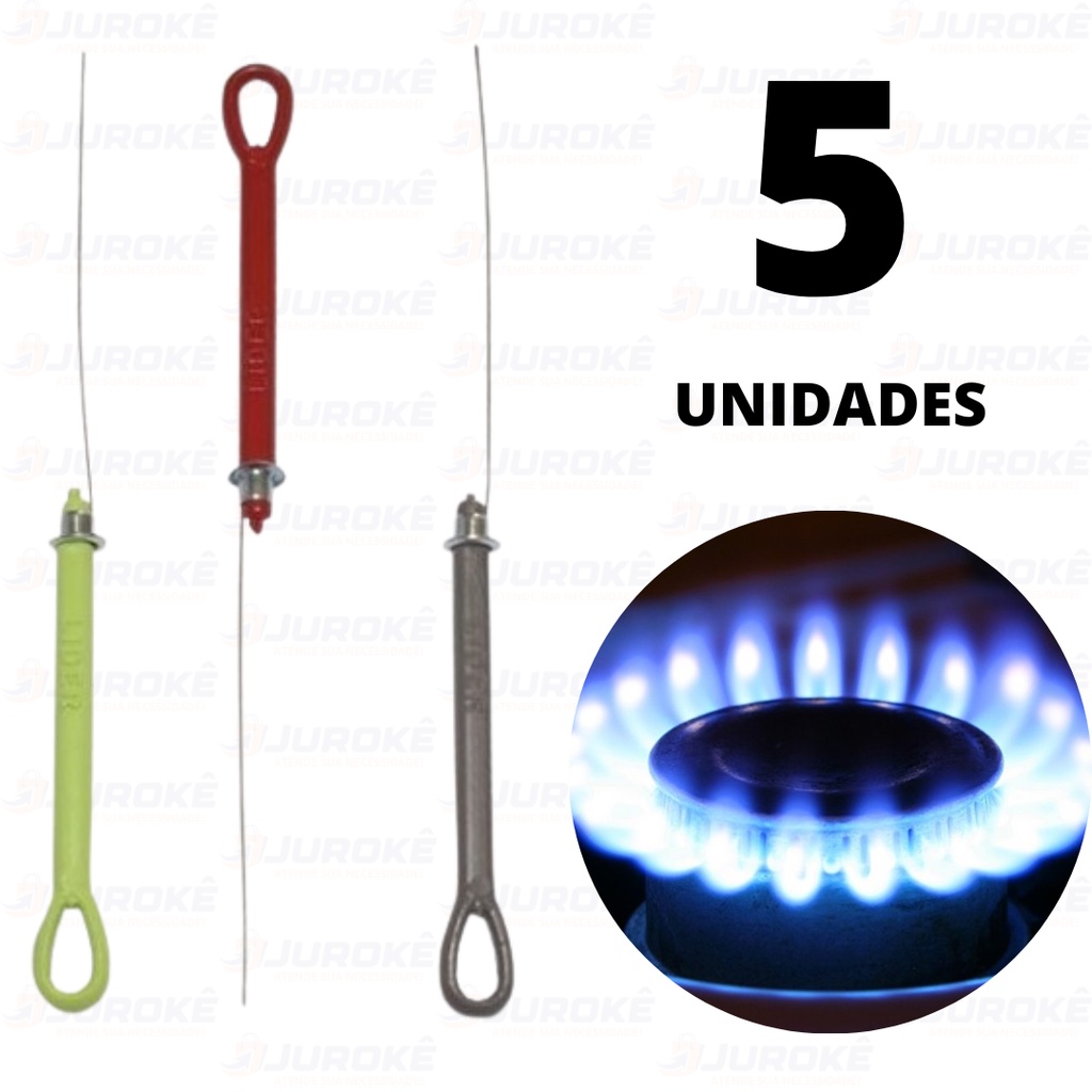 Kit 5 Agulhas Para Desentupir Boca De Fogão