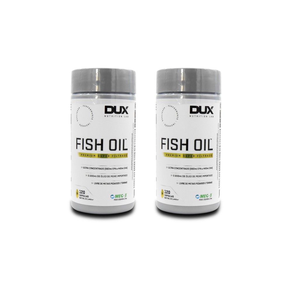 Ômega 3 - KIT com 2un. - 1g por cápsula - Fish Oil - Dux Nutrition - 660 mg de EPA / 440mg DHA por cápsula - Selo de qualidade MEG-3