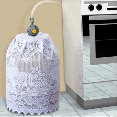 OFERTA Capa Botijão Romance De Gás  De Renda Universal TAMANHO APROXIMADO: 112cm x 47cm de altura