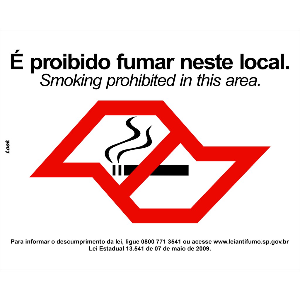 Placa Aviso Proibido Fumar Neste Local Lei Estadual Sp Antifumo Não Fume Atenção Nº 13541 20x25 cm