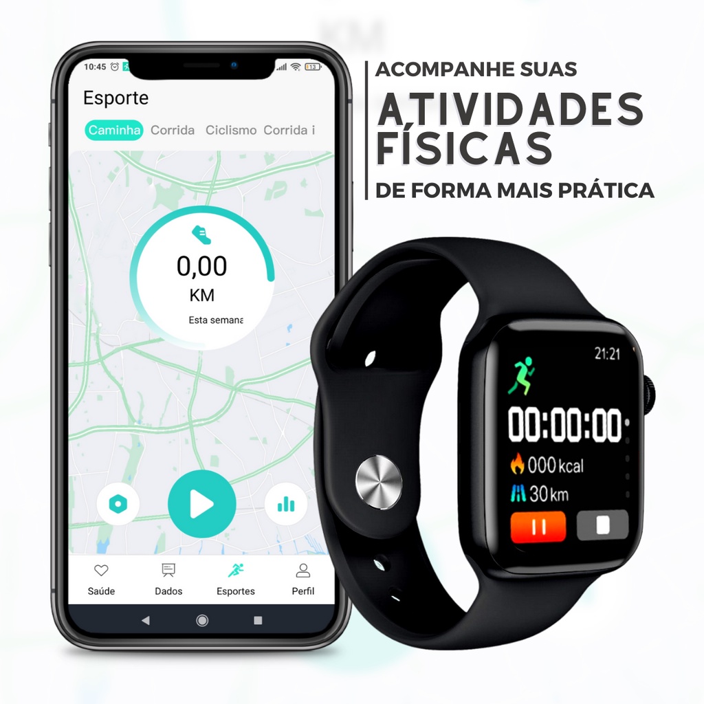 Relógio Inteligente Smartwatch Serie 10 Tela 45mm Com Película Feminino Masculino - Fere Fit — foto 5