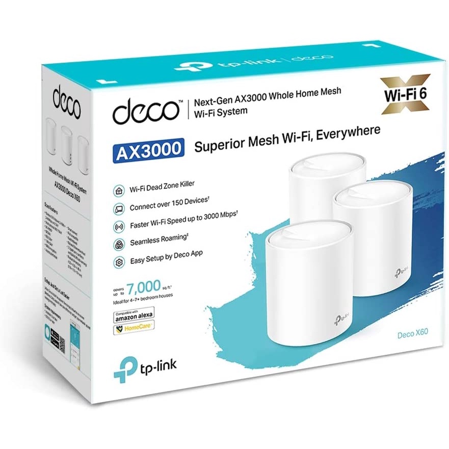 Tp-Link Deco X60 (3-PACK) Whole-Home Mesh Wi-Fi 6 AX3000 Dual ...