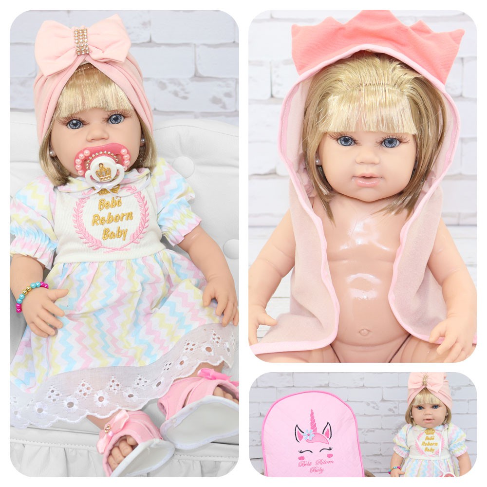 Boneca Reborn Silicone Bebe Realista Senta Menina Loira Morena Shopee Brasil