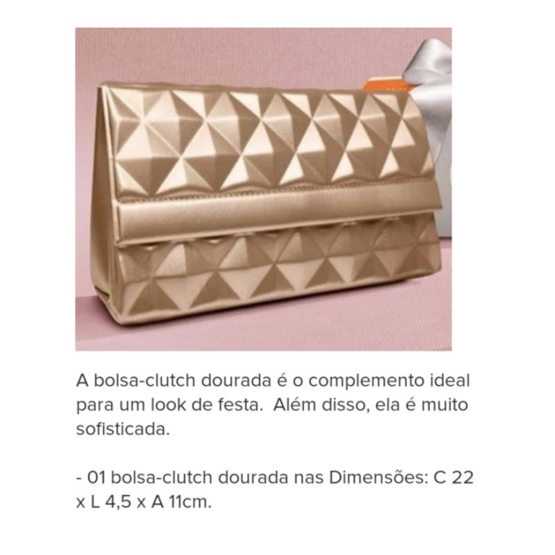 Bolsa Clutch Dourada Essencial Exclusiva - Natura | Shopee Brasil