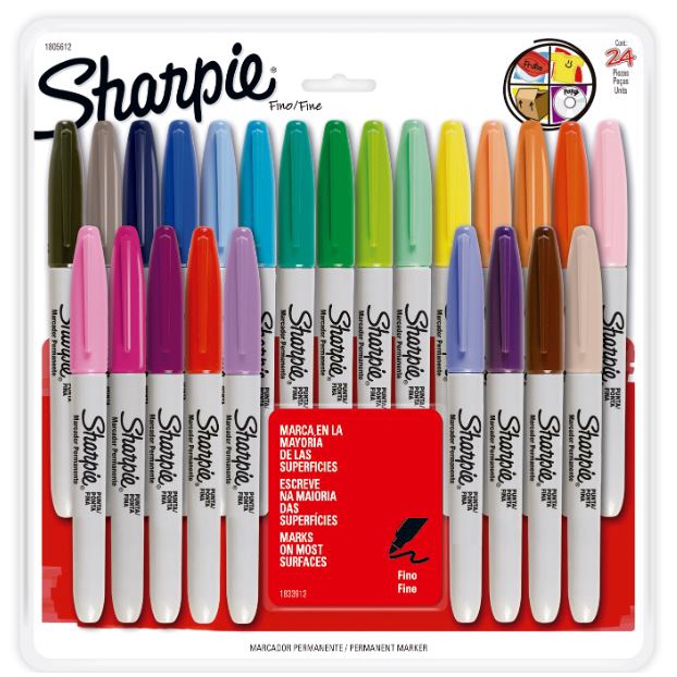 Marcador permanente Sharpie fino c/ 24 cores sortidas
