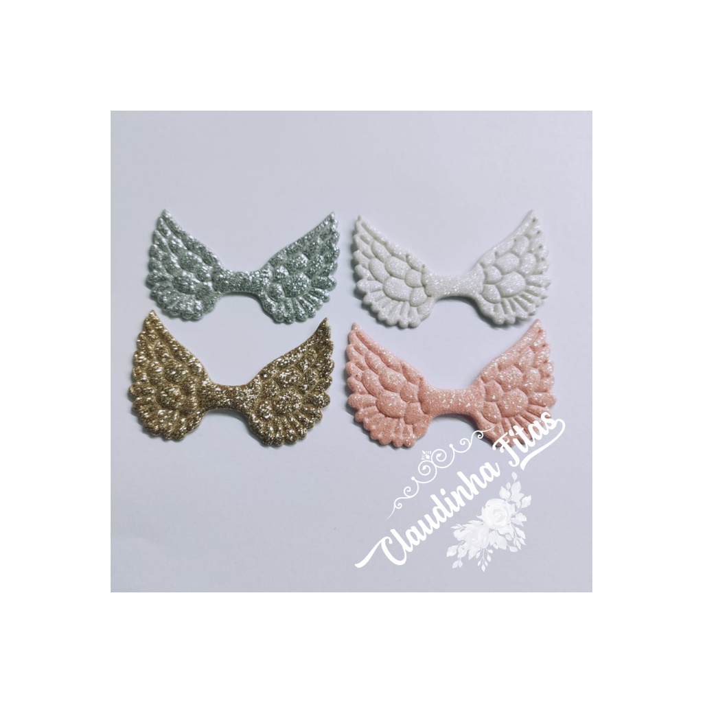Aplique asa com glitter c/2unidades