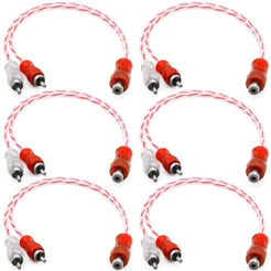 6 Cabo Y RCA Blindado 1 Femea 2 Macho Injetado Vermelho 4mm