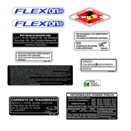 Adesivos de Advertência CB 300 Flexone