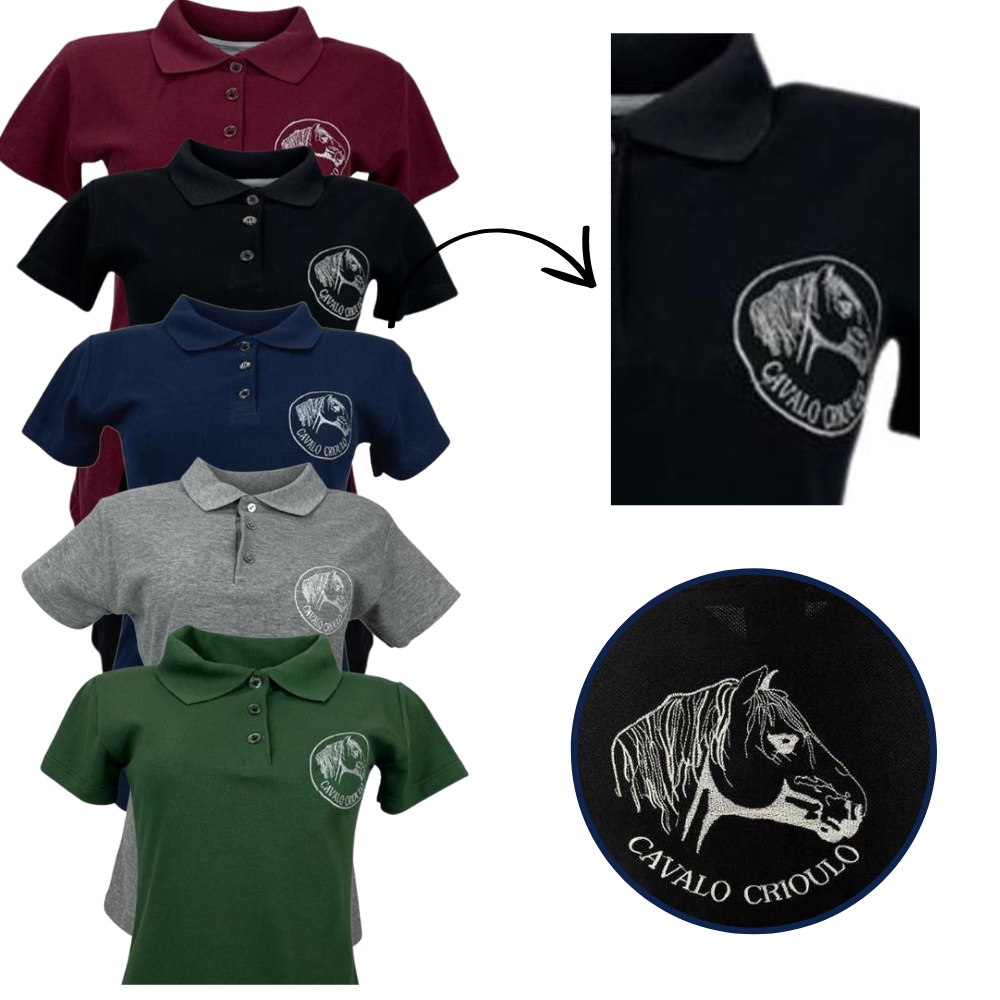 Camiseta Polo Feminina Sentinela Várias Cores Tecido Leve Com Gola Colarinho