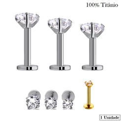 Piercing Titânio Hipoalergênico Tragus / Labret Com Zircônia