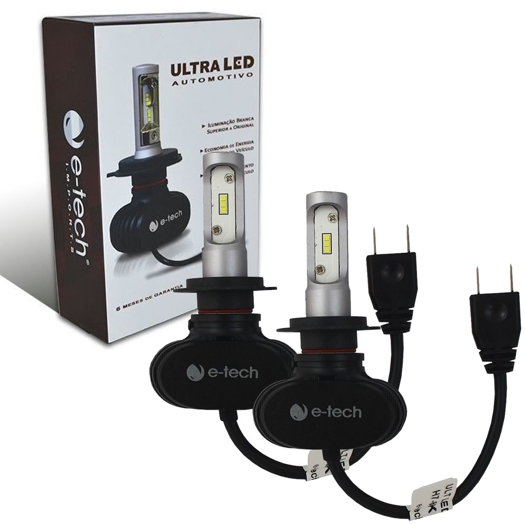 Lâmpada Ultra Led Encaixe H7 E-tech 8000k 6000 Lúmens Com Tempo de Vida de 40.000 Horas