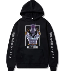 Blusa Moletom Capuz JoJo no Kimyo na Boken Killer Queen Stand Kira Anime Bolso Canguru Casual REF004