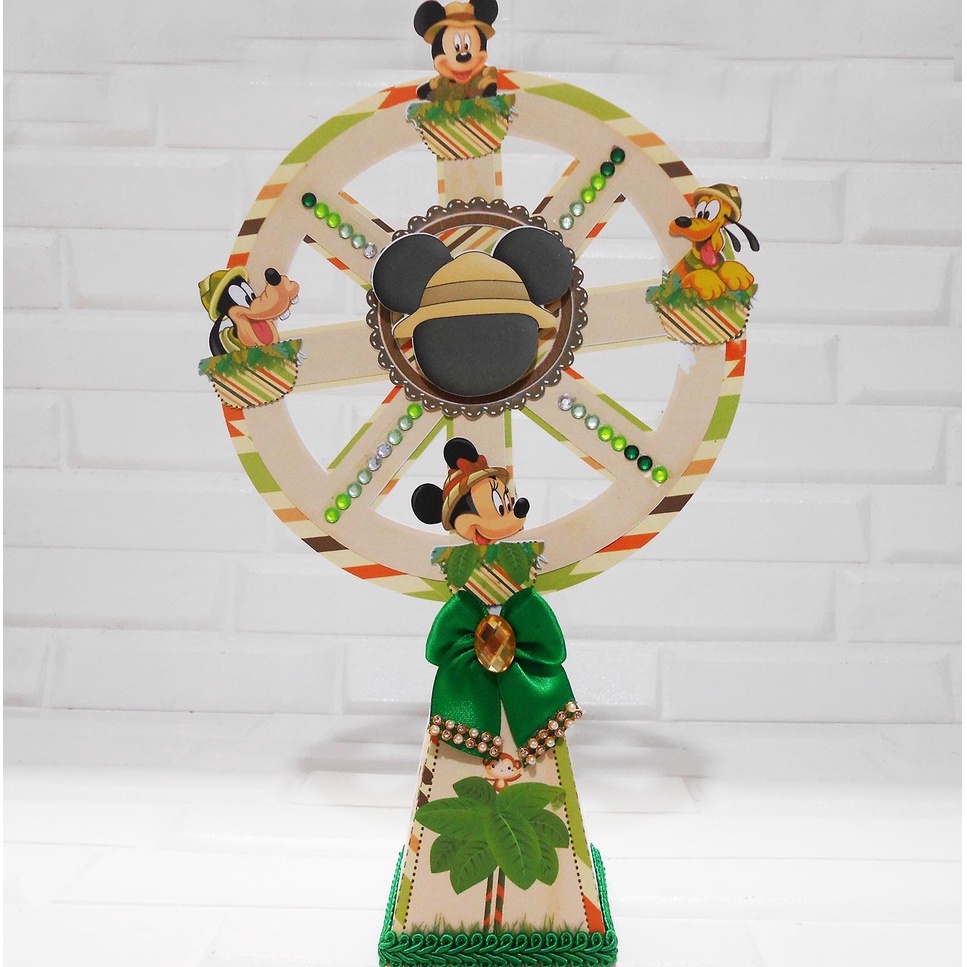 Caixa Roda Gigante Personalizada Mickey Safari | Lembrancinha Festa Infantil | Kit 5 10 15 20 25 Unidades