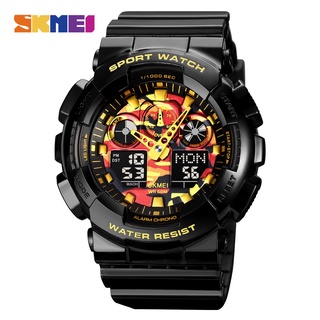 SKMEI Relógio Eletrônico Esportivo Masculino De Aço Inoxidável Luminoso LED 50m À Prova D
