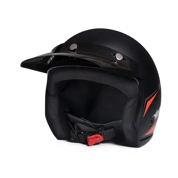 Capacete Aberto Taurus Wind Tecno Preto Fosco E Vermelho com Viseira em Oferta na Shopee