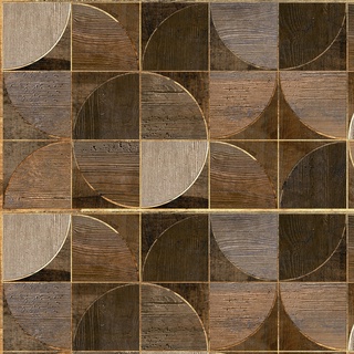 Papel de Parede Adesivo Autocolante Madeira Geométrico Elegante Círculos 1m x 50cm