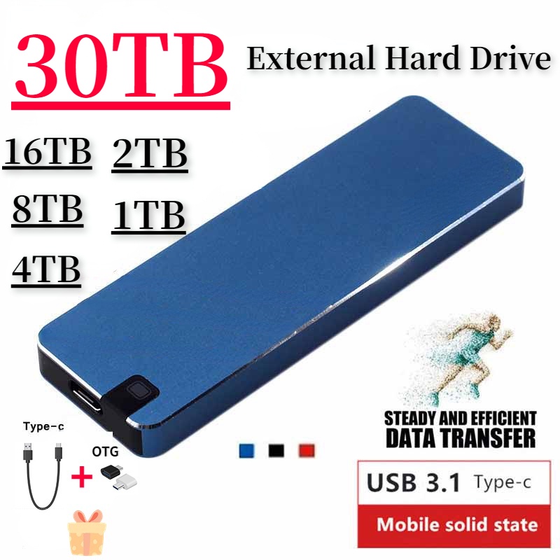 SSD externo HD 30TB mini SSD16TB Tipo-C/USB3.1 8TB SSD Externo Móvel de Alta Velocidade 4TB/1TB/2TB SSD HD