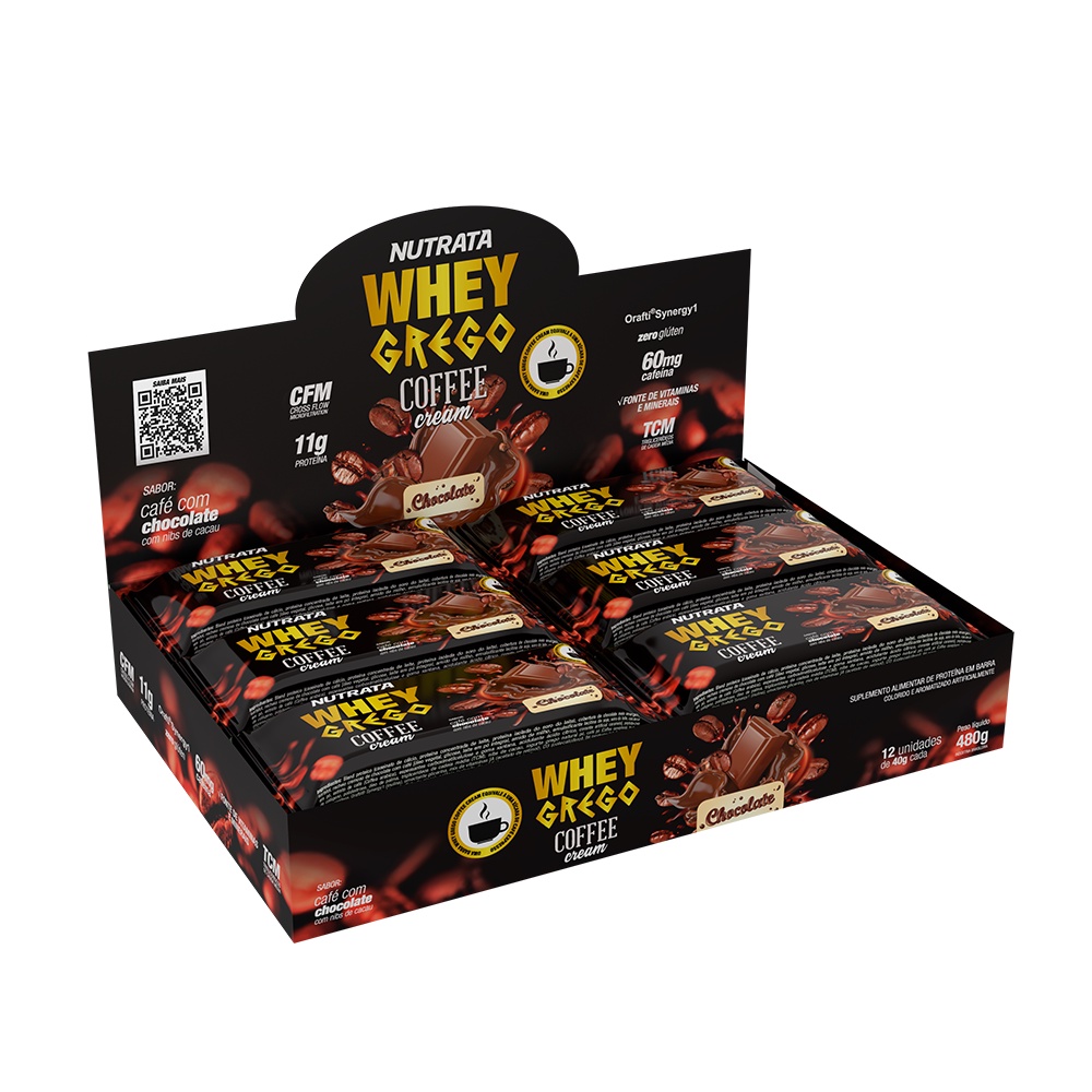 Whey Grego Bar Coffee Cream Chocolate 40g - Nutrata - 12und