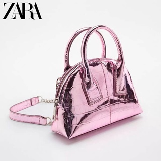 ZARA Verão Novo Produto Bolsa Mulheres 2023 Estilo Moda Combina Com Tudo Prata Série Metal Mini Feminina Portátil Transversal