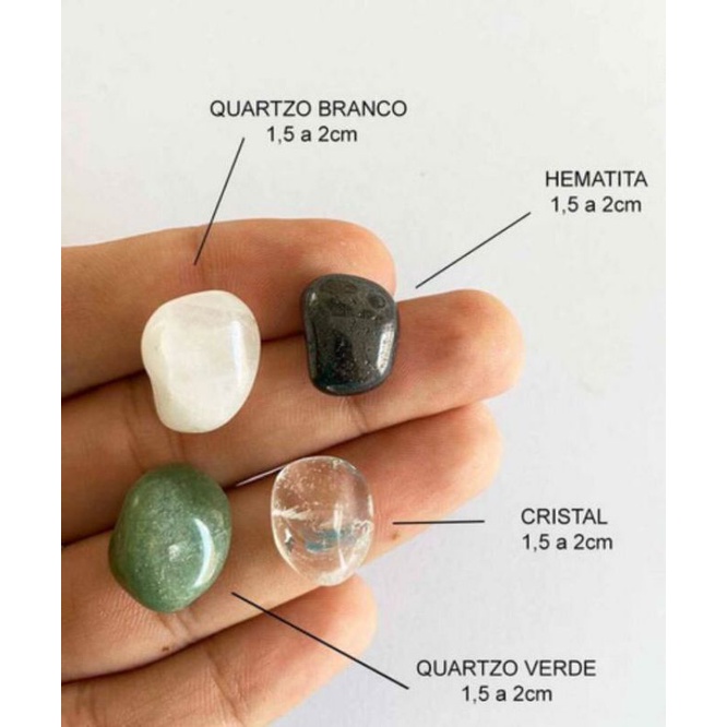 kit cura e prosperidade  Cristal/Quartzo verde/Quartzo branco/ Hematita