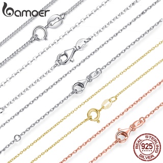 BAMOER Clássico Corrente Básica 100 % 925 Sterling Silver Lobster Clasp Colar Ajustável Jóias De Moda Para Mulheres
