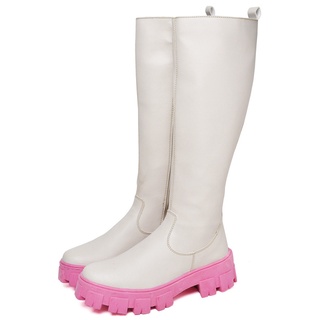 Bota Galocha Dubuy Feminino Cano Alto Areia Sola Rosa 1808FG