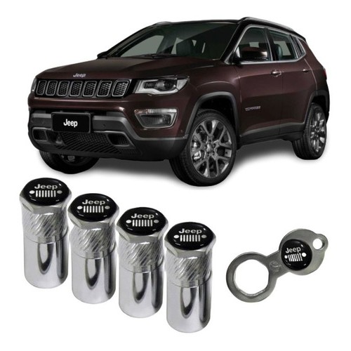 Bico Pneu Cromado Pino Roda Válvula Antifurto Jeep Renegade