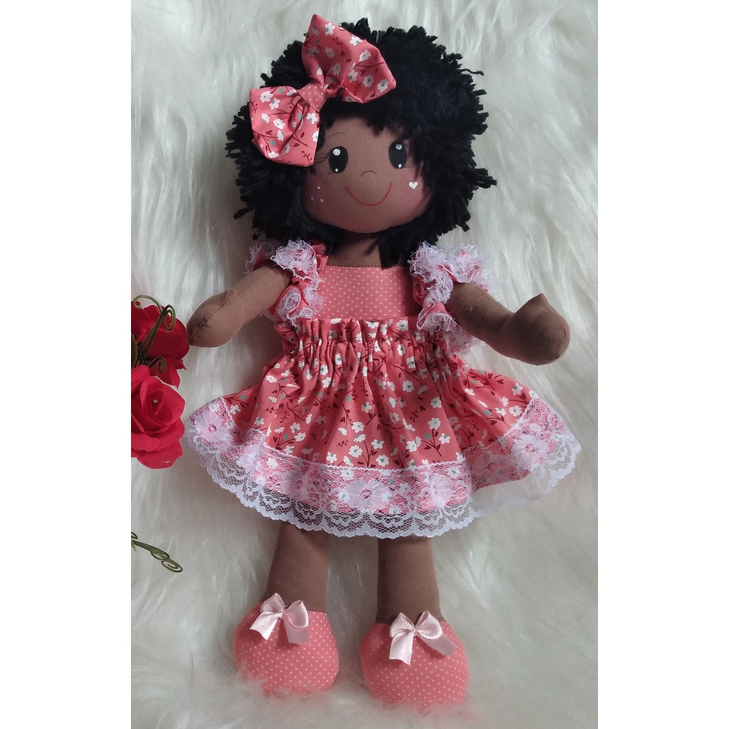 Boneca de pano negra 29cm