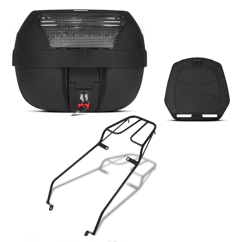 Baú Bauleto Motoboy Smartbox 2 28 Litros + Bagageiro Moto Suzuki YES 2005 a 2012 Pro Tork em Oferta na Shopee