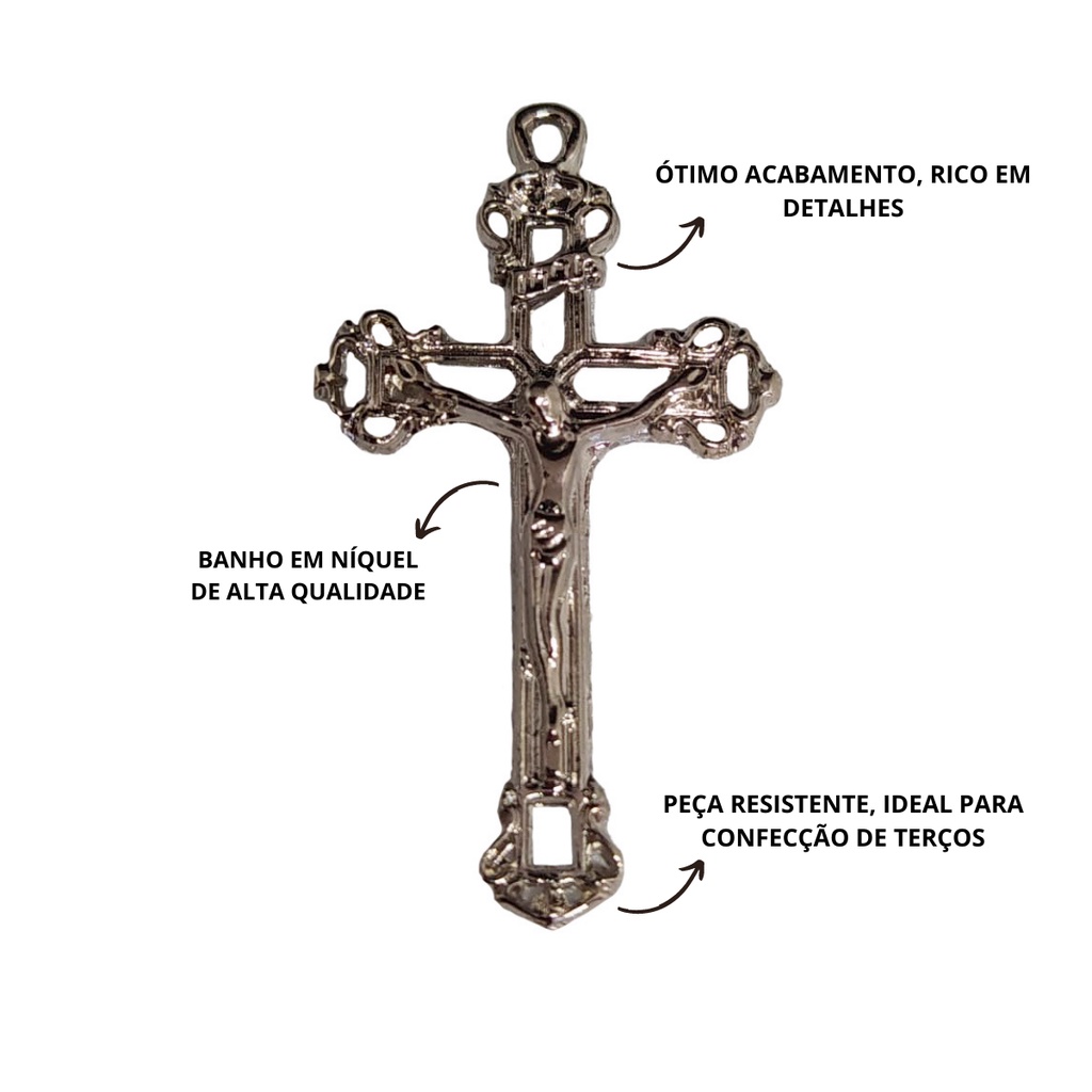 25 Crucifixos Prata/ Níquel Para Terço 4 cm em Oferta na Shopee