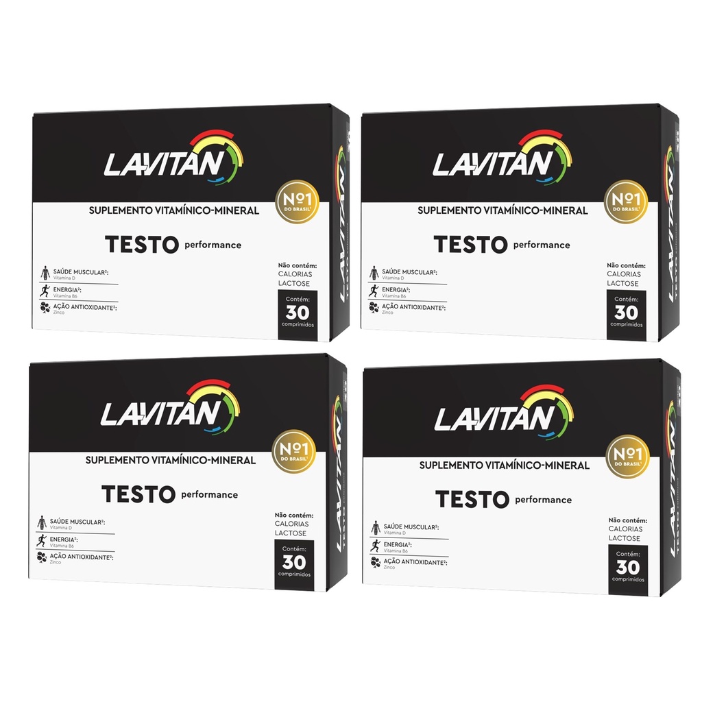 Kit com 4 - Lavitan Testo Performance Cimed com 30 Comprimidos.