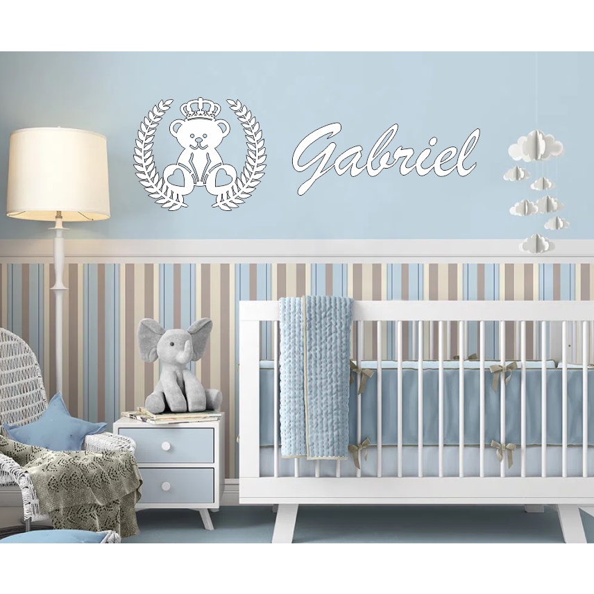 Painel decorativo para quarto infantil, coroa, nome personalizado em mdf