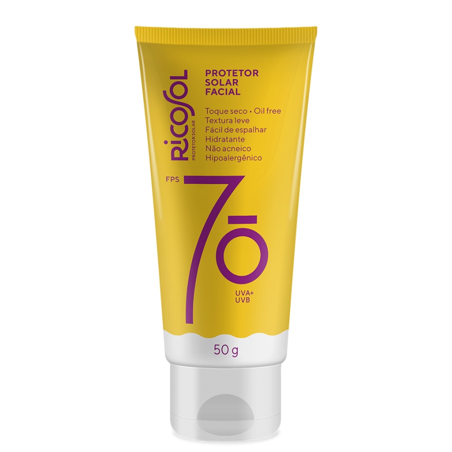 Protetor Solar Facial Ricosol Toque Seco Oil-free Fps 70 50g Vegano em Oferta na Shopee