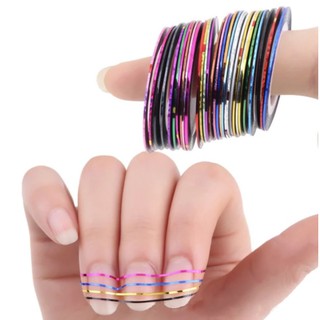 Kit 10 Fitinhas Decoração Fios de Ouro Unhas Coloridas Nail Arts