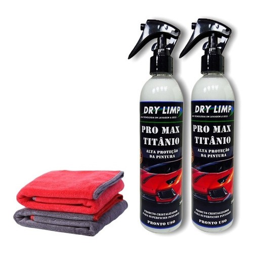 2 Kit Lava A Seco Cristalizador Titanio 300ml + Microfibra